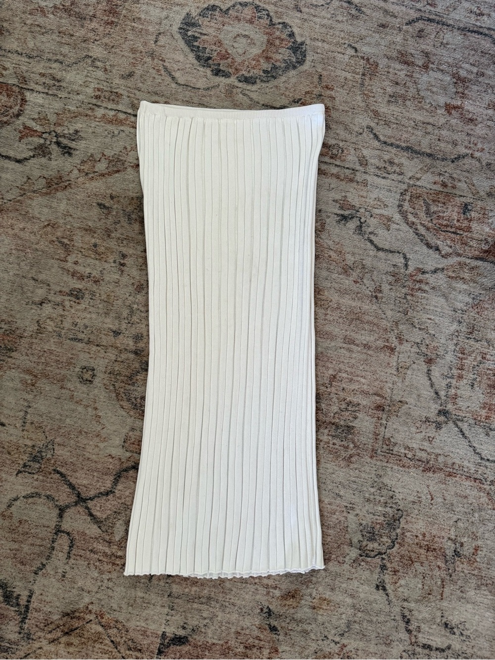White Ribbed Knit Versatile Midi Skirt or Strapless Dress - Women